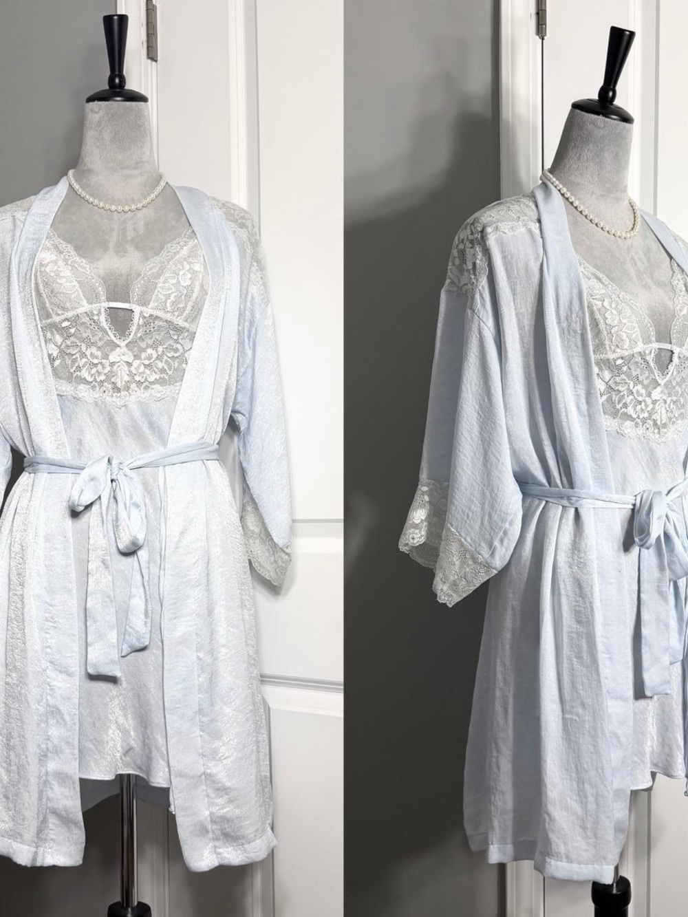 Vintage Linea Donatella Luxe Satin Bridal Robe + Slip Dress Set